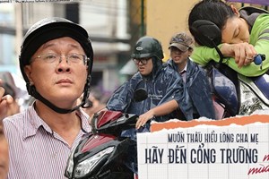 Hình ảnh phụ huynh đội mưa, đội nắng đưa con đi thi: Tự tin nhé con ơi, có bố mẹ làm 