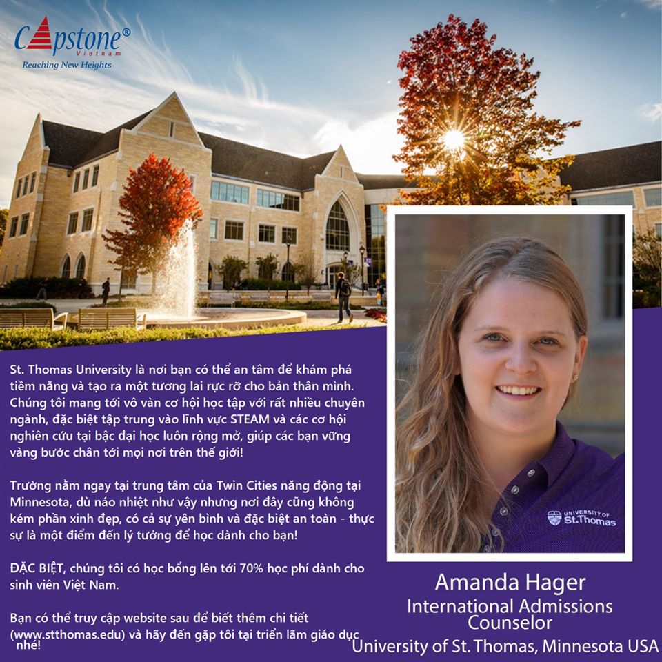 HỌC BỔNG CAO lên tới 70% tại UNIVERSITY OF ST. THOMAS - BANG MINNESOTA 