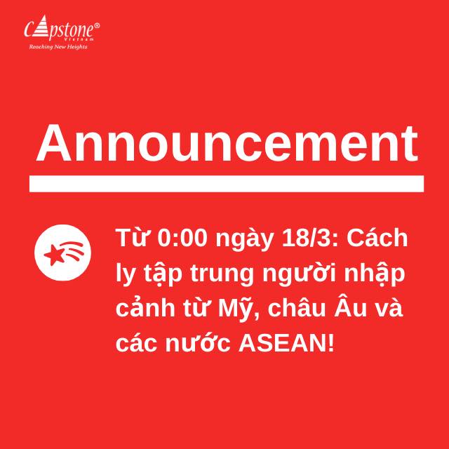 Covid-19: Cách ly tập trung người nhập cảnh từ Mỹ, châu Âu, các nước ASEAN từ ngày 18/3