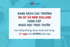 Danh sách các trường đại học Úc và New Zealand cung cấp khoá học trực tuyến với học bổng khủng, được hoàn phí trong 21 ngày nếu không phù hợp.