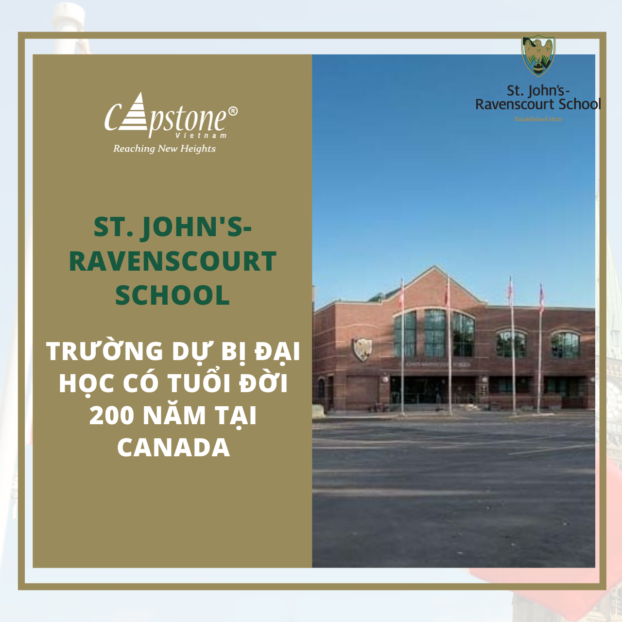 St. Johns-Ravenscourt School - Trường Dự bị Đại học 200 năm tuổi tại Canada