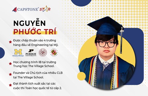 Nam Sinh Tài Năng Nguyễn Phước Trí - Theo Học Chương Trình IB, Được 4 Trường Đại Học Đào Tạo Mechanical Engineering Hàng Đầu Mỹ Chấp Thuận 