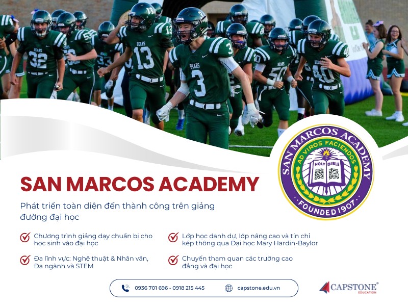 Du học Mỹ tại San Marcos Academy Ngôi trường xếp hạng A+ nuôi dưỡng thế hệ lãnh đạo tương lai