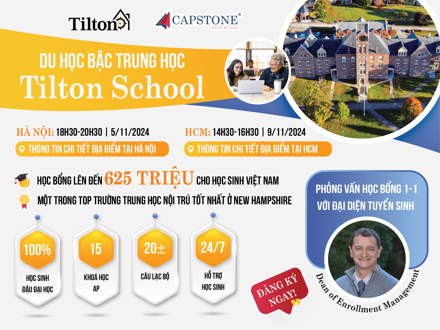 Tilton School Trải nghiệm du học trung học Mỹ toàn diện với 15 khóa học AP - Cơ hội học bổng đến 625 triệu mỗi năm