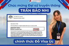 Chúc mừng Trần Bảo Nhi đỗ visa du học Úc (Subclass 500) – Dấu mốc cho một hành trình vươn xa