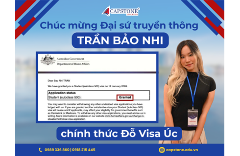 Chúc mừng Trần Bảo Nhi đỗ visa du học Úc (Subclass 500) – Dấu mốc cho một hành trình vươn xa