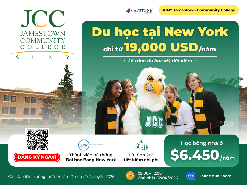 Du học tại New York chỉ từ 19,000 USDnăm Lộ trình du học Mỹ tiết kiệm với SUNY Jamestown Community College