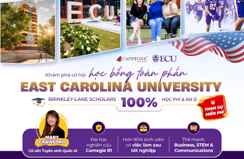 Chinh phục học bổng toàn phần tại East Carolina University – Đại học nghiên cứu hàng đầu Hoa Kỳ