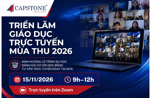 TRIỂN LÃM DU HỌC TRỰC TUYẾN MÙA THU 2026: Định hướng lộ trình du học - Đánh giá cơ hội học bổng - Tư vấn trực tuyến tại nhà